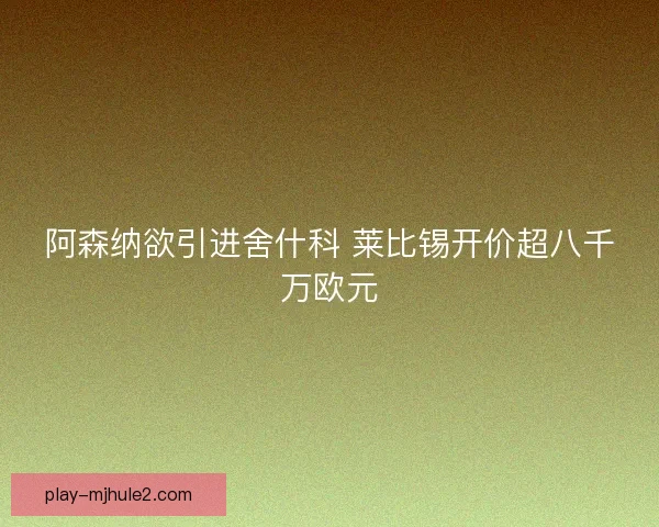 阿森纳欲引进舍什科 莱比锡开价超八千万欧元