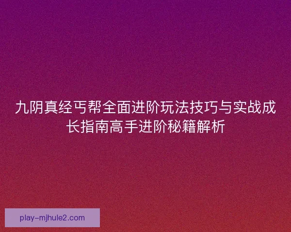 九阴真经丐帮全面进阶玩法技巧与实战成长指南高手进阶秘籍解析